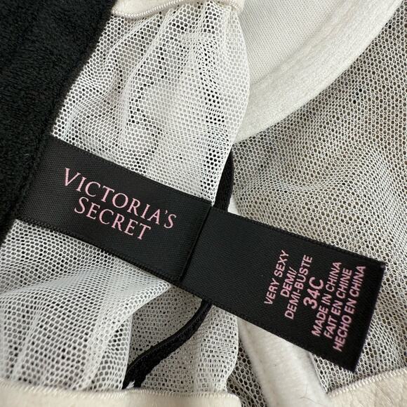 Victoria's Secret White and Black Lace Very Sexy Buste Demi Size 34C - Picture 6 of 7